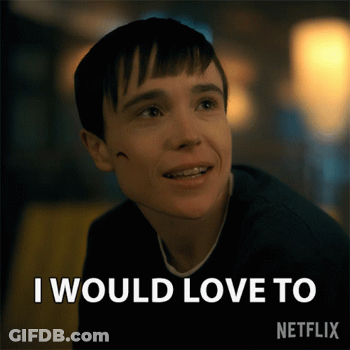 A Man With Braces On His Teeth Smiles And Says I Would Love To Netflix GIF