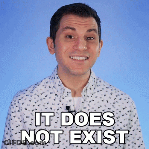 A Man With Braces On His Teeth Smiles In Front Of A Blue Background That Says It Does Not Exist GIF