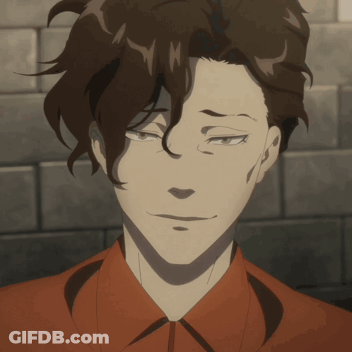A Man With Brown Hair Is Wearing A Red Shirt GIF