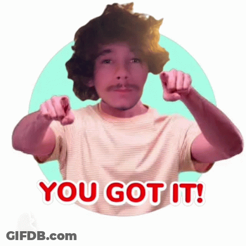 A Man With Curly Hair And A Mustache Is Pointing At The Camera With The Words You Got It . GIF