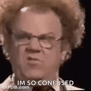 A Man With Curly Hair And Glasses Is Making A Funny Face . GIF