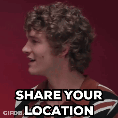 A Man With Curly Hair Is Holding A Brush And Says Share Your Location GIF