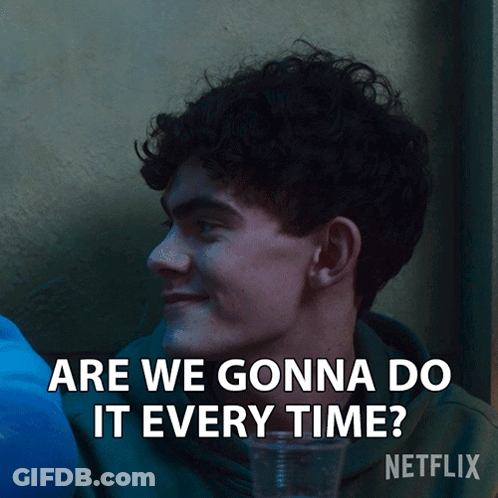 A Man With Curly Hair Is Smiling And Says " Are We Gonna Do It Every Time Netflix " GIF
