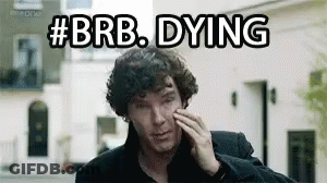 A Man With Curly Hair Is Talking On A Cell Phone And Says #Brb Dying . GIF
