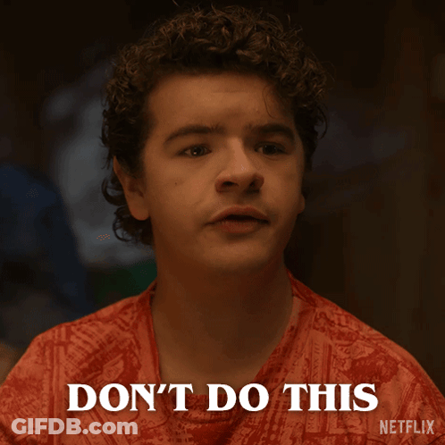 A Man With Curly Hair Says " Do N't Do This " In Front Of A Netflix Logo GIF