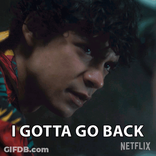 A Man With Curly Hair Says " I Gotta Go Back " In A Netflix Ad GIF