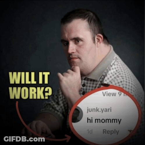 A Man With Down Syndrome Is Looking At A Screen With A Reply From Hi Mommy GIF