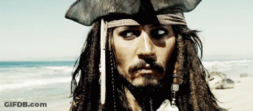 A Man With Dreadlocks And A Beard Is Wearing A Pirate Hat And Bandana GIF