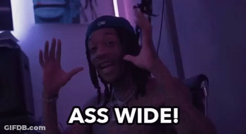 A Man With Dreadlocks And A Hat Is Saying Ass Wide GIF