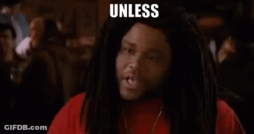 A Man With Dreadlocks And A Red Shirt Is Making A Funny Face And Saying `` Unless You A Zombie '' . GIF