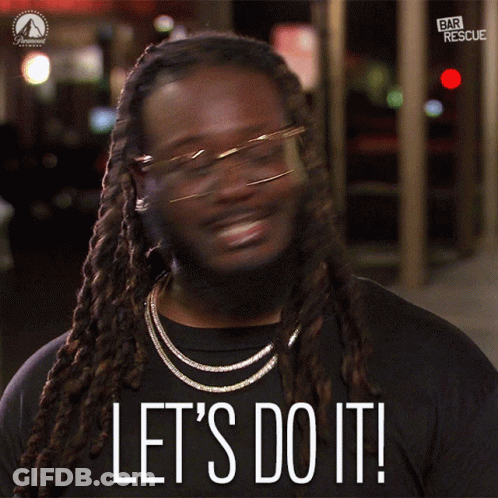 A Man With Dreadlocks And Glasses Says Let 'S Do It In White Letters GIF