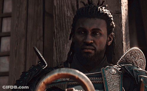 A Man With Dreadlocks Is Looking At Something In A Video Game GIF