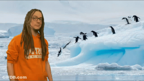 A Man With Dreadlocks Is Wearing An Orange Shirt That Says T2 On The Front GIF