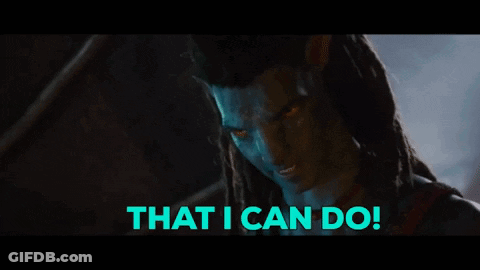 A Man With Dreadlocks Says That I Can Do In Blue Letters GIF