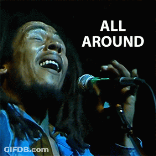 Dreadlocked Man Singing Into Microphone All Around Text GIF