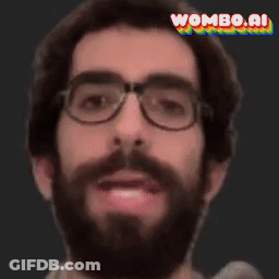 A Man With Glasses And A Beard Is Making A Funny Face With Wombo.ai In The Corner GIF