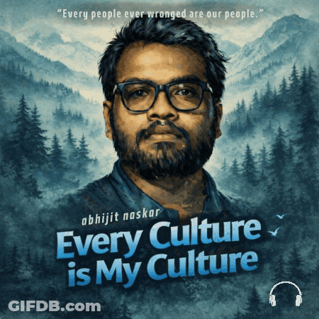 A Man With Glasses And A Beard Is On A Poster That Says Every Culture Is My Culture GIF