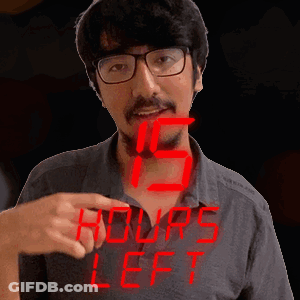 A Man With Glasses And A Beard Is Pointing To A Digital Display That Says 15 Hours Left GIF