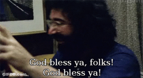 A Man With Glasses And A Beard Is Saying God Bless Ya Folks GIF