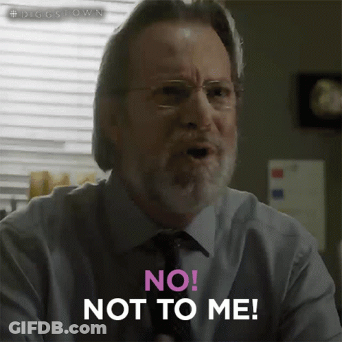A Man With Glasses And A Beard Is Saying " No Not To Me " GIF