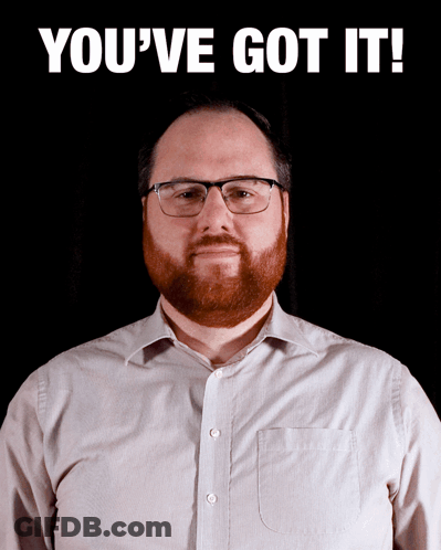 A Man With Glasses And A Beard Is Standing In Front Of A Black Background That Says You 'Ve Got It GIF