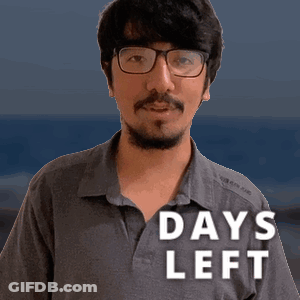 A Man With Glasses And A Beard Is Standing In Front Of A Sign That Says 14 Days Left GIF