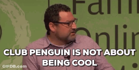 A Man With Glasses And A Beard Says Club Penguin Is Not About Being Cool . GIF