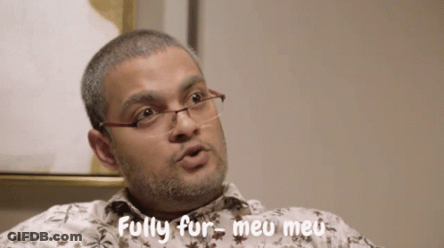 A Man With Glasses And A Beard Says " Fully Fur Meu Meu " GIF