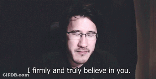 A Man With Glasses And A Beard Says I Firmly And Truly Believe In You GIF