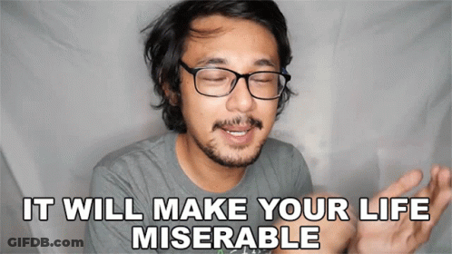 A Man With Glasses And A Beard Says " It Will Make Your Life Miserable " GIF