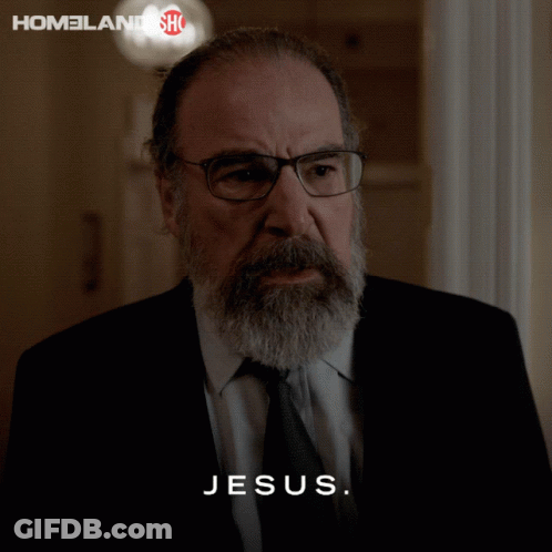 A Man With Glasses And A Beard Says Jesus On The Bottom GIF
