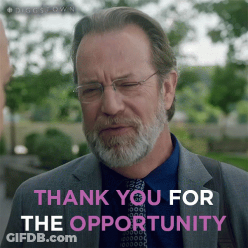 A Man With Glasses And A Beard Says " Thank You For The Opportunity " GIF