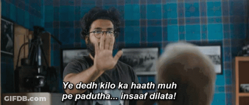A Man With Glasses And A Beard Says Ye Dedh Kilo Ka Haath Muh Pe Padudha Insaf Dilata GIF