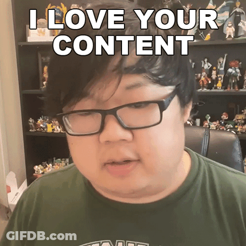 Man With Glasses And Green Shirt Saying I Love Your Content GIF
