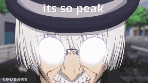 A Man With Glasses And A Hat That Says It 'S So Peak On It GIF