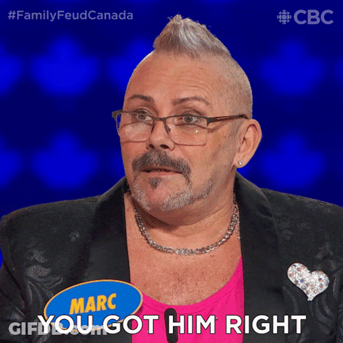 A Man With Glasses And A Mohawk Has The Words " You Got Him Right " Next To Him GIF