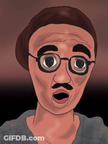 A Man With Glasses And A Mustache Is Making A Surprised Face GIF