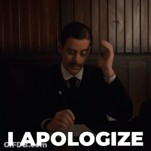 Man With Glasses And Mustache Saying I Apologize GIF