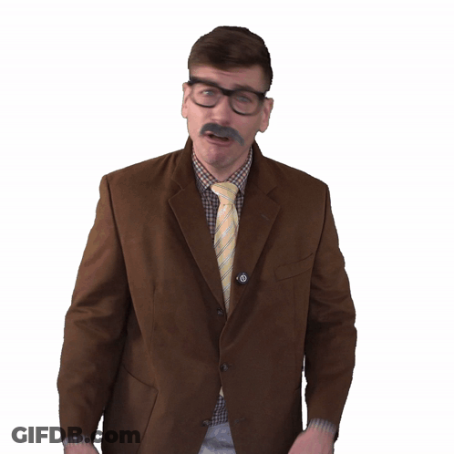A Man With Glasses And A Mustache Is Wearing A Suit And Tie GIF