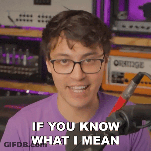 A Man With Glasses And A Purple Shirt Says " If You Know What I Mean " GIF