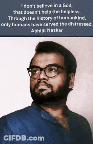 A Man With Glasses And A Quote From Abhijit Naskar GIF