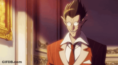 A Man With Glasses And A Red Suit Stands In Front Of A Framed Picture GIF