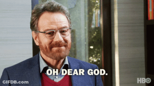 A Man With Glasses And A Red Sweater Is Saying Oh Dear God GIF