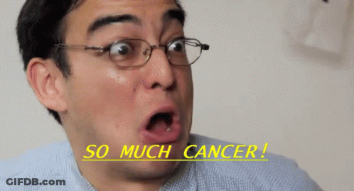A Man With Glasses And A Surprised Look On His Face Is Saying So Much Cancer GIF
