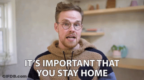 A Man With Glasses And A Sweater Says It 'S Important That You Stay Home GIF