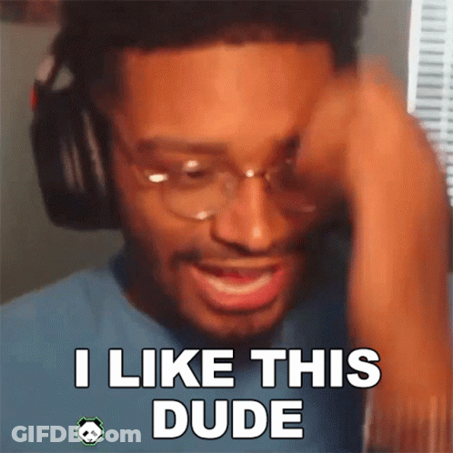 A Man With Glasses And Headphones Says I Like This Dude GIF