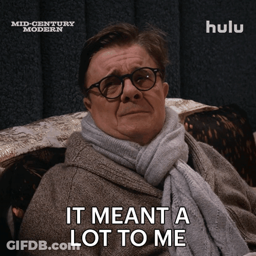 A Man With Glasses And Scarf Says It Meant A Lot To Me GIF