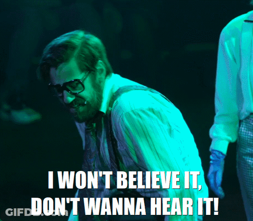 A Man With Glasses And Suspenders Says I Won T Believe It Don T Wanna Hear It GIF