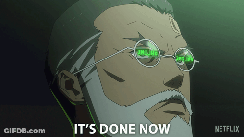 A Man With Glasses And The Words It 'S Done Now On His Face GIF