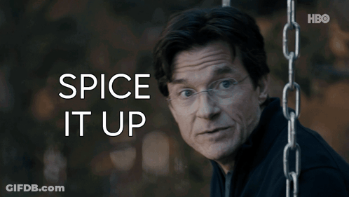 A Man With Glasses And The Words Spice It Up In Front Of Him GIF